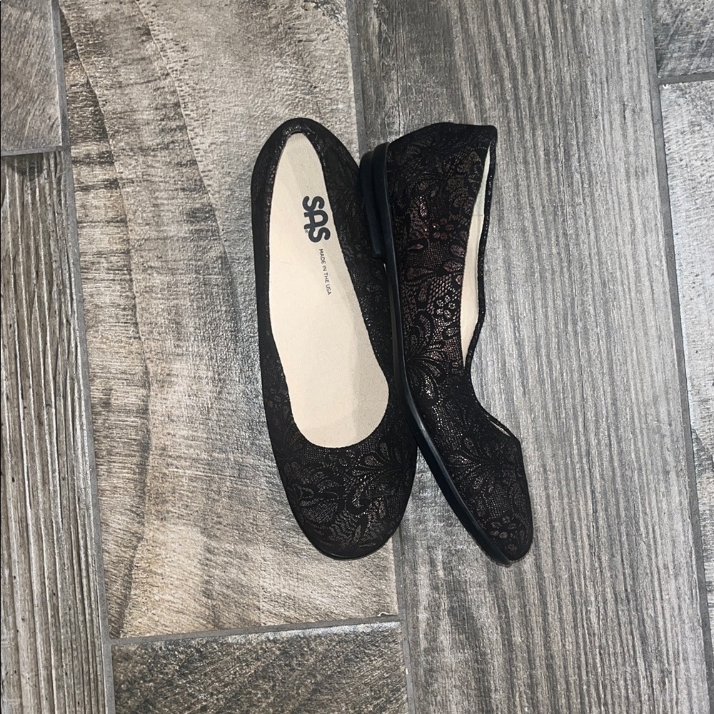 SAS Elegant Black sparkly Lace Flats